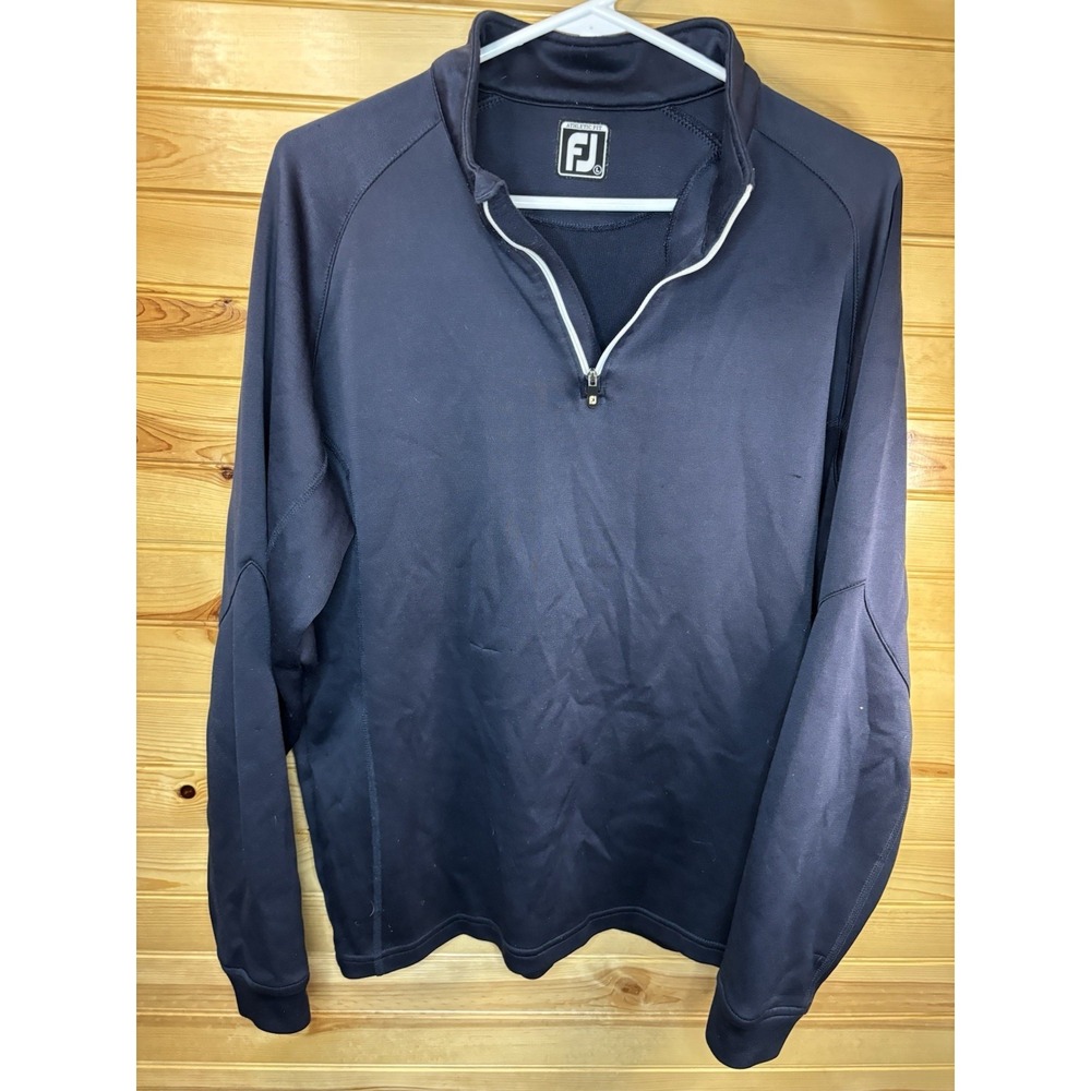 FootJoy FJ Athletic Fit 1/4 Zip Golf Long Sleeve Pullover Men's Large Navy Blue - Picture 2 of 8
